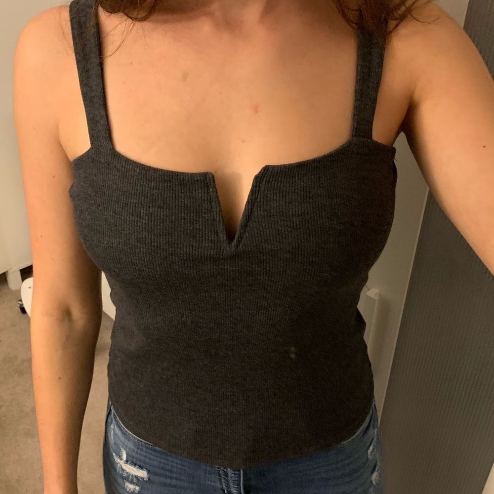 Grey Square-Neck Tank Top